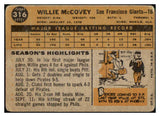 1960 Topps Baseball #316 Willie McCovey Giants Good 441285