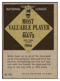 1961 Topps Baseball #482 Willie Mays MVP Giants EX 441294