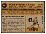 1960 Topps Baseball #493 Duke Snider Dodgers Poor 441384