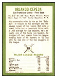1963 Fleer Baseball #064 Orlando Cepeda Giants EX-MT 441508 Kit Young Cards