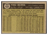 1961 Topps Baseball #425 Yogi Berra Yankees EX+/EX-MT 441531 Kit Young Cards