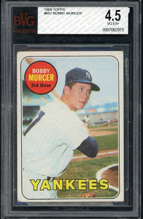 1969 Topps Baseball #657 Bobby Murcer Yankees BVG 4.5 VG-EX+ 441611