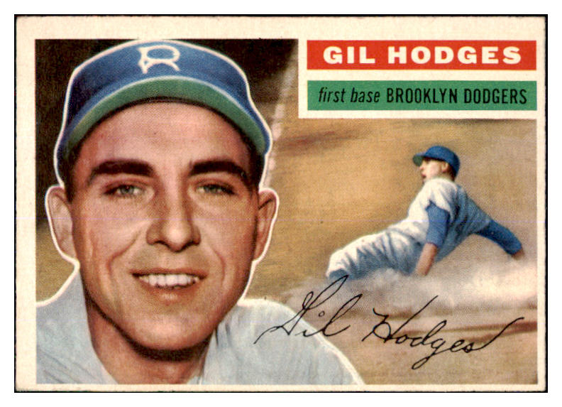 1956 Topps Baseball #145 Gil Hodges Dodgers EX-MT Gray 441641