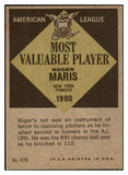 1961 Topps Baseball #478 Roger Maris MVP Yankees EX+/EX-MT 441984