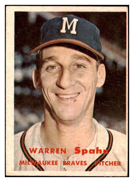 1957 Topps Baseball #090 Warren Spahn Braves VG-EX 442157