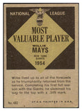 1961 Topps Baseball #482 Willie Mays MVP Giants VG-EX 442169