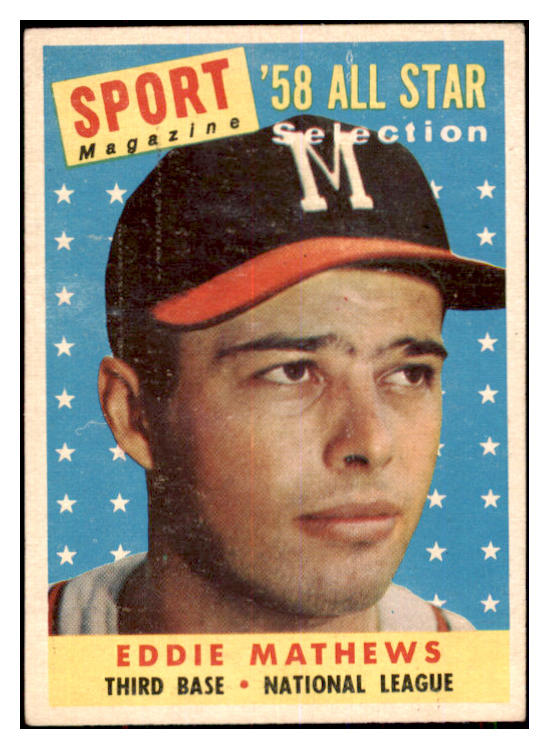 1958 Topps Baseball #480 Eddie Mathews A.S. Braves EX+/EX-MT 442192