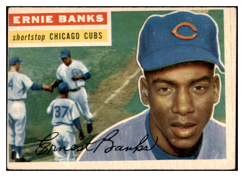 1956 Topps Baseball #015 Ernie Banks Cubs VG Gray 442253