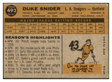 1960 Topps Baseball #493 Duke Snider Dodgers EX 442438