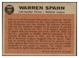 1962 Topps Baseball #399 Warren Spahn A.S. Braves Good 442461