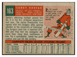 1959 Topps Baseball #163 Sandy Koufax Dodgers EX 442484