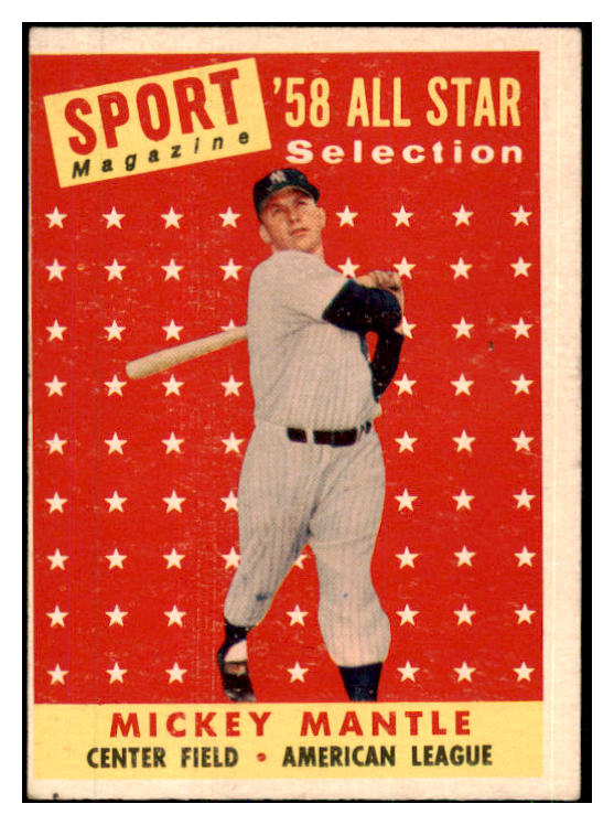 1958 Topps Baseball #487 Mickey Mantle A.S. Yankees VG-EX 442491