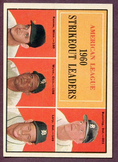 1961 Topps Baseball #050 A.L. Strike Out Leaders Jim Bunning EX-MT 443305