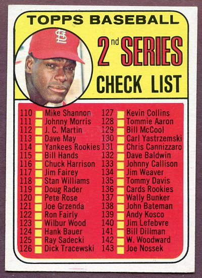 1969 Topps Baseball #107 Checklist 2 Bob Gibson EX-MT unmarked 443456