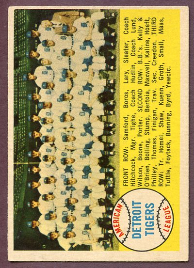 1958 Topps Baseball #397 Detroit Tigers Team EX 443640