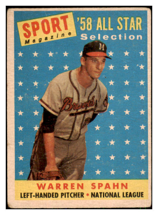 1958 Topps Baseball #494 Warren Spahn A.S. Braves VG 443763