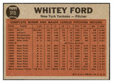 1962 Topps Baseball #315 Whitey Ford IA Yankees EX-MT 443916