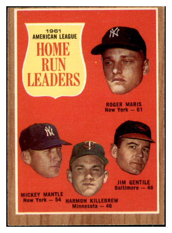1962 Topps Baseball #053 A.L. Home Run Leaders Mickey Mantle EX-MT 443947