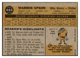 1960 Topps Baseball #445 Warren Spahn Braves NR-MT 443976