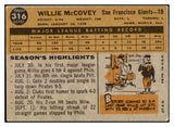 1960 Topps Baseball #316 Willie McCovey Giants VG-EX 444110