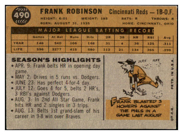 1960 Topps Baseball #490 Frank Robinson Reds VG/VG-EX 444115