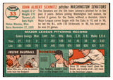 1954 Topps Baseball #033 Johnny Schmitz Senators EX-MT 444512