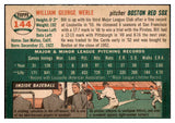 1954 Topps Baseball #144 Bill Werle Red Sox EX-MT 444530