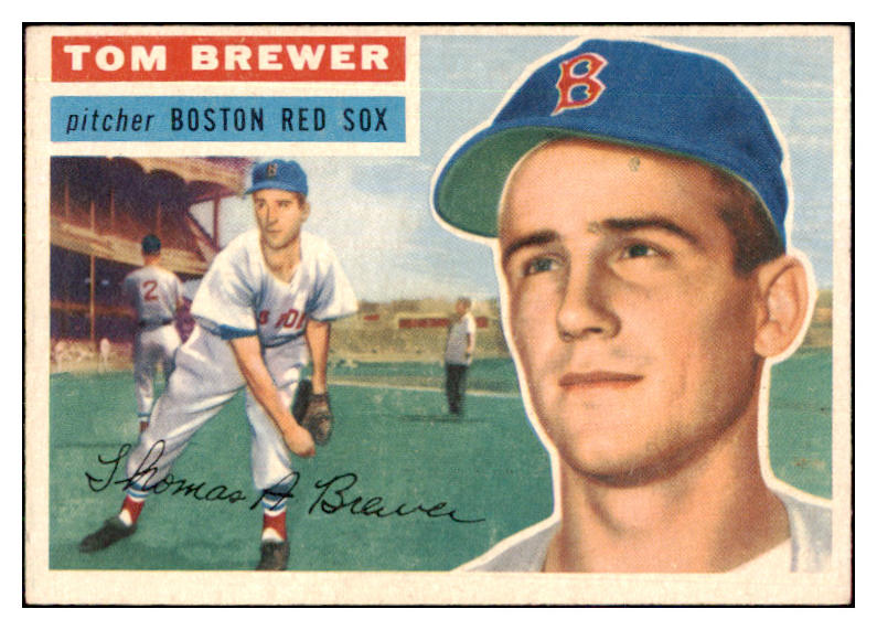 1956 Topps Baseball #034 Tom Brewer Red Sox EX-MT Gray 444656
