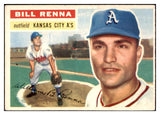 1956 Topps Baseball #082 Bill Renna A's EX-MT Gray 444690