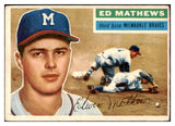 1956 Topps Baseball #107 Eddie Mathews Braves VG-EX Gray 444776