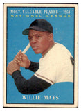 1961 Topps Baseball #482 Willie Mays MVP Giants Good 444992