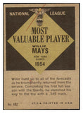 1961 Topps Baseball #482 Willie Mays MVP Giants Good 444992