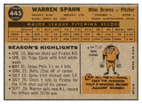 1960 Topps Baseball #445 Warren Spahn Braves EX-MT 445005