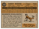 1960 Topps Baseball #343 Sandy Koufax Dodgers VG-EX 445090 Kit Young Cards