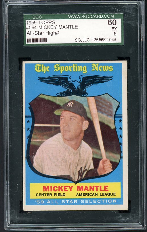 1959 Topps Baseball #564 Mickey Mantle A.S. Yankees SGC 60 EX 445299