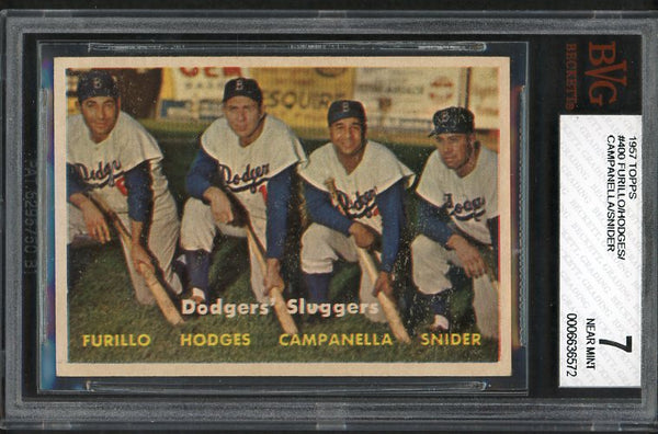 1957 Topps Baseball #400 Roy Campanella Duke Snider Gil Hodges BVG 7 NM 445416