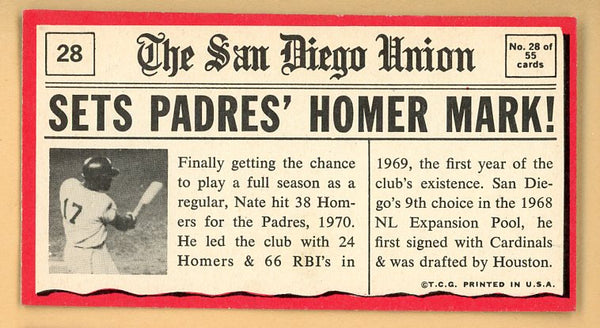 1971 Topps Baseball Greatest Moments #028 Nate Colbert Padres EX-MT 445475
