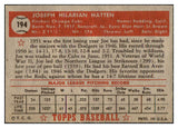 1952 Topps Baseball #194 Joe Hatten Cubs EX-MT 445604