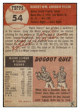 1953 Topps Baseball #054 Bob Feller Indians VG-EX 445671