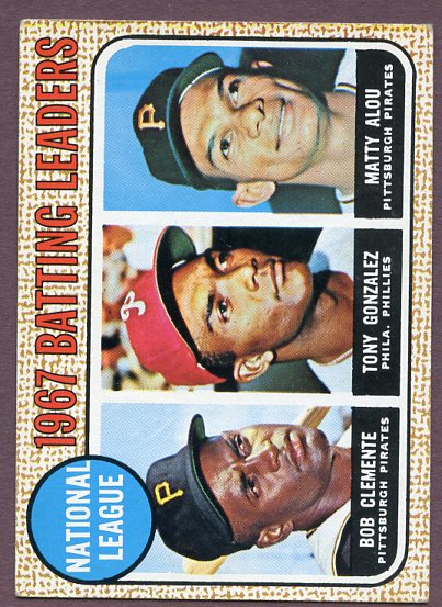1968 Topps Baseball #001 N.L. Batting Leaders Roberto Clemente EX 445754