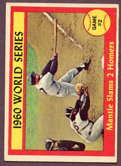 1961 Topps Baseball #307 World Series Game 2 Mickey Mantle EX 446199