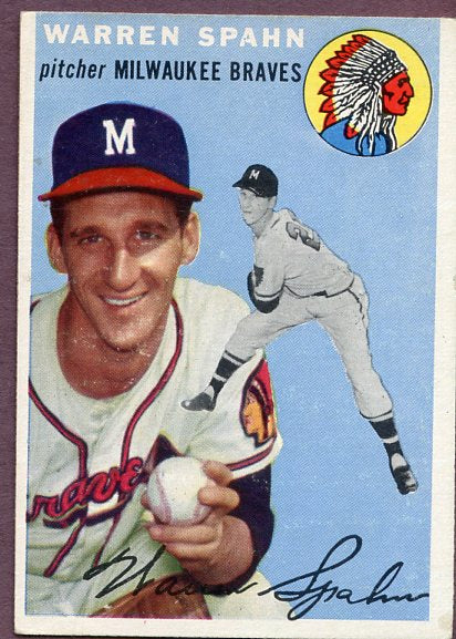 1954 Topps Baseball #020 Warren Spahn Braves EX+ 446239