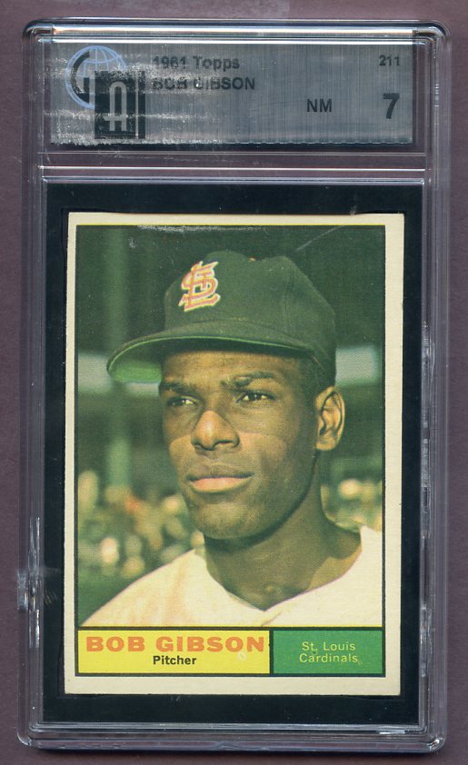 1961 Topps Baseball #211 Bob Gibson Cardinals GAI 7 NM 446619