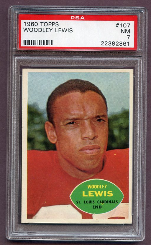 1960 Topps Football #107 Woodley Lewis Cardinals PSA 7 NM 446622