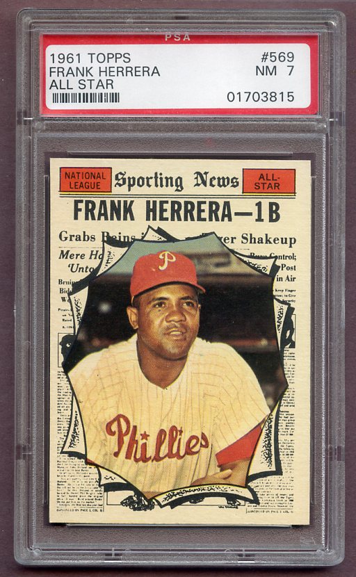 1961 Topps Baseball #569 Frank Herrera A.S. Phillies PSA 7 NM 446632