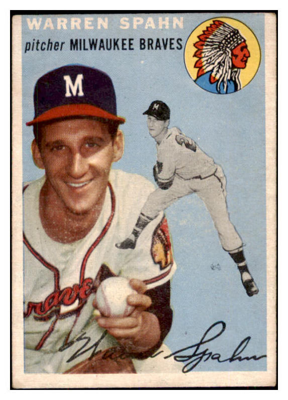 1954 Topps Baseball #020 Warren Spahn Braves EX 446844