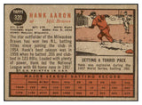 1962 Topps Baseball #320 Hank Aaron Braves VG-EX 446968