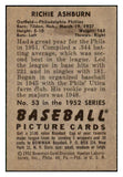 1952 Bowman Baseball #053 Richie Ashburn Phillies EX 447059