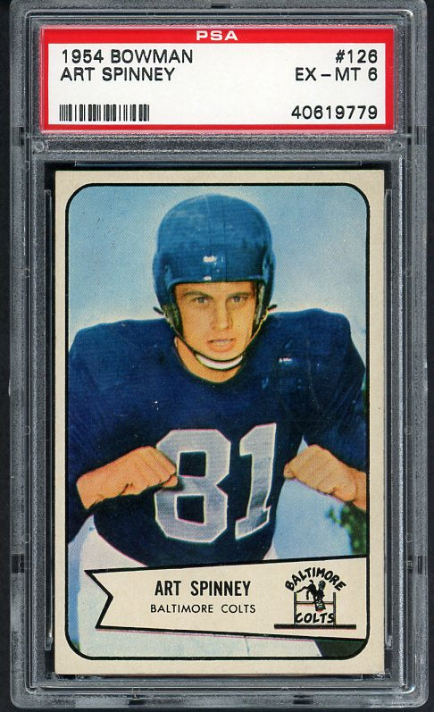 1954 Bowman Football #126 Art Spinney Colts PSA 6 EX-MT 447233