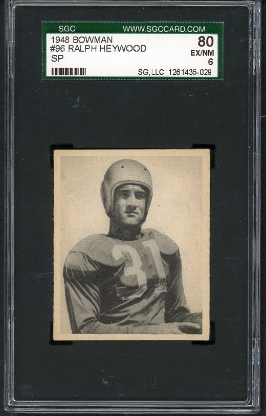 1948 Bowman Football #096 Ralph Heywood Lions SGC 80 EX/NM 447254